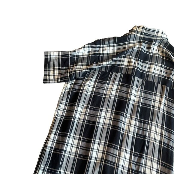 Madewell Black Plaid Shirt Dress Mini Length Short Sleeve Size XS Women's - Picture 8 of 11